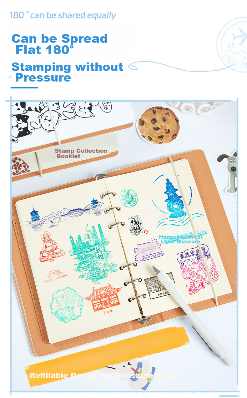 Jiaranheng Travel Stamp Collection Notebook, Blank Pages A6, Stamp Collection Book, Loose-Leaf Notebook, Beijing Palace Museum Tourist Spot Journal, Souvenir, Red 6
