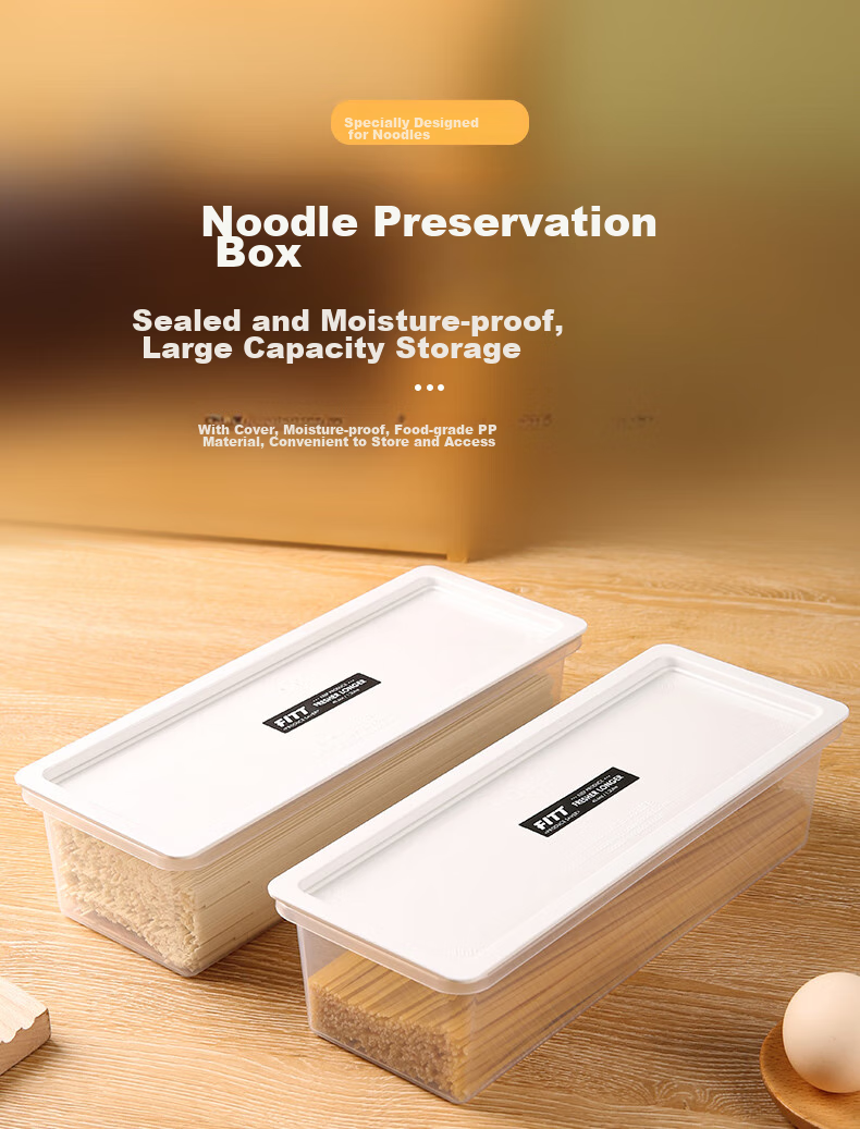 BJ Noodle Storage Box, Grain And Dried Noodle Container, Food-Grade Sealed Jar, Kitchen Noodle Organizer, 2 Pieces 1