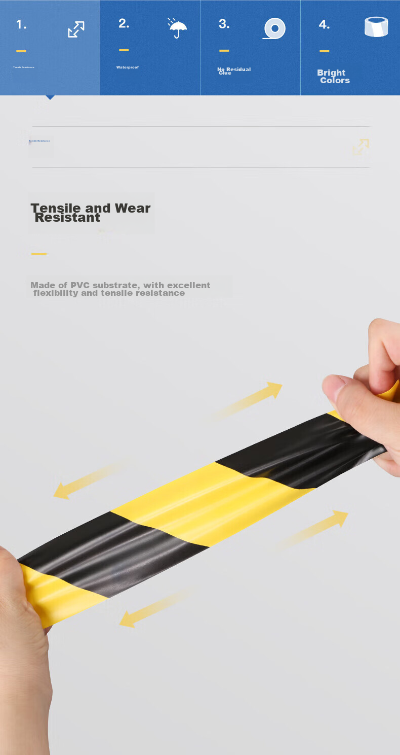 Master Package PVC Warning Tape, 48MM*33M*1 Roll, Yellow And Black Safety Caution Indicator Sticker, Reflective Zebra Positioning Marking, Wall And Floor Stickers 3