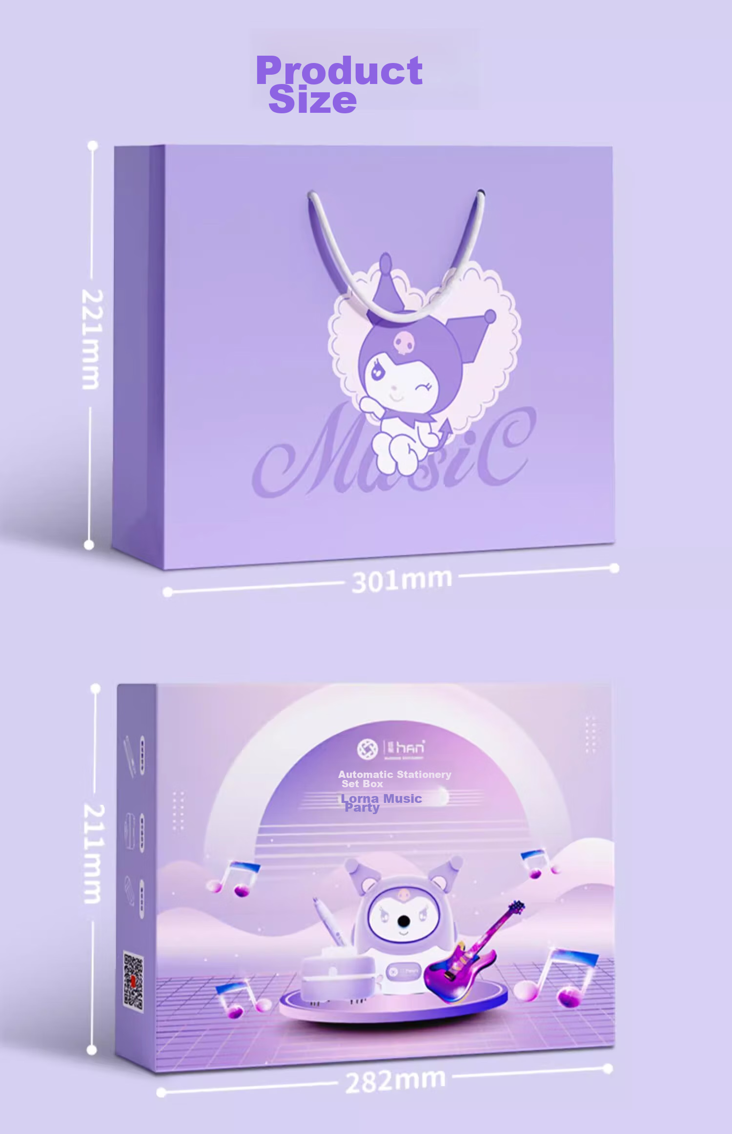 Mingyu Kuromi Electric Stationery Set, School Supplies, Birthday Gift for 10-Year Girls, Gifts for 7-14 Year Old Elementary School Students, First Grade Gifts, Kindergarten Gift Package 18