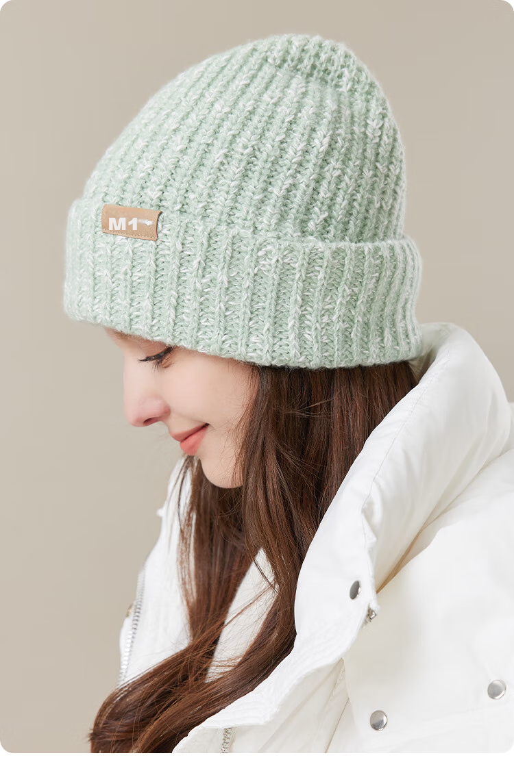 JIUMU Wool Warm Knit Hat, Autumn And Winter Knitted Cap, Cold Hat, Winter Hat, Large Head Circumference Slouchy Hat, Cold-Proof Hat for Women in Winter 13