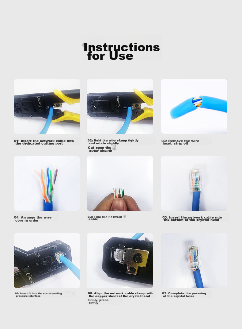 CNCOB Cat6 Ethernet Cable Crimper Set, Labor-Saving Ratchet Spring Design, Dual-Use Stripping And Cutting Pliers, Network Telephone RJ45 Connector Crimping Tool CN-A 16