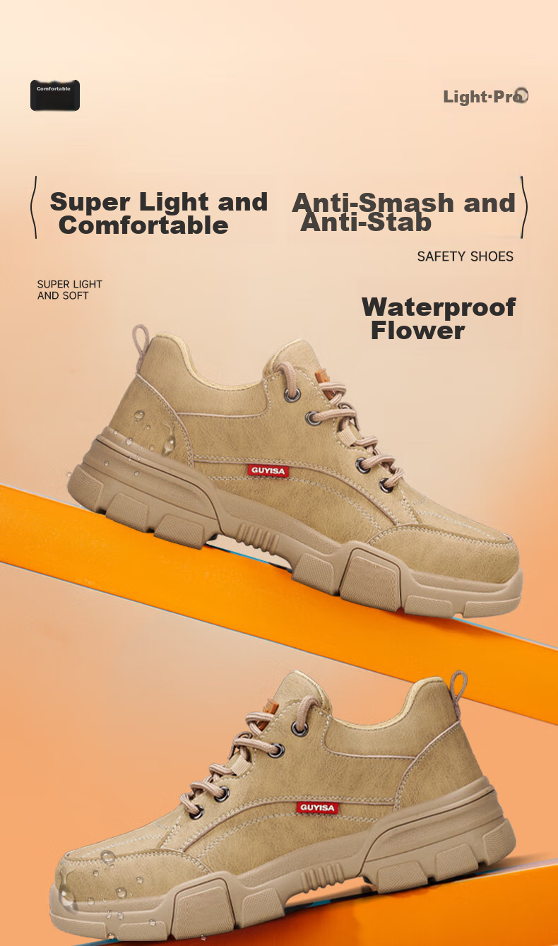 JUNBU Safety Shoes for Men, Steel Toe Cap, Anti-Smashing And Anti-Puncture, Ultra-Light Soft Sole, Comfortable Construction Site Safety Work Shoes 1115F Size 42 1