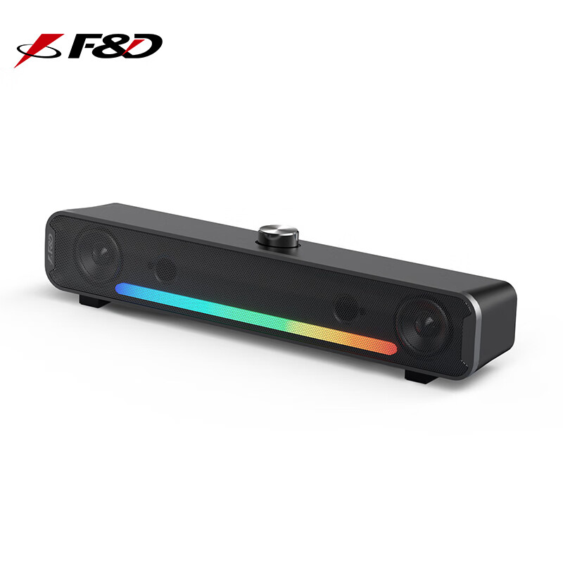 F&D E300BT Desktop PS5 Gaming Speakers, Bluetooth/Wired Dual-Use, Stereo Sound, RGB Colorful Lighting, Desktop And Laptop Long Bar Speaker