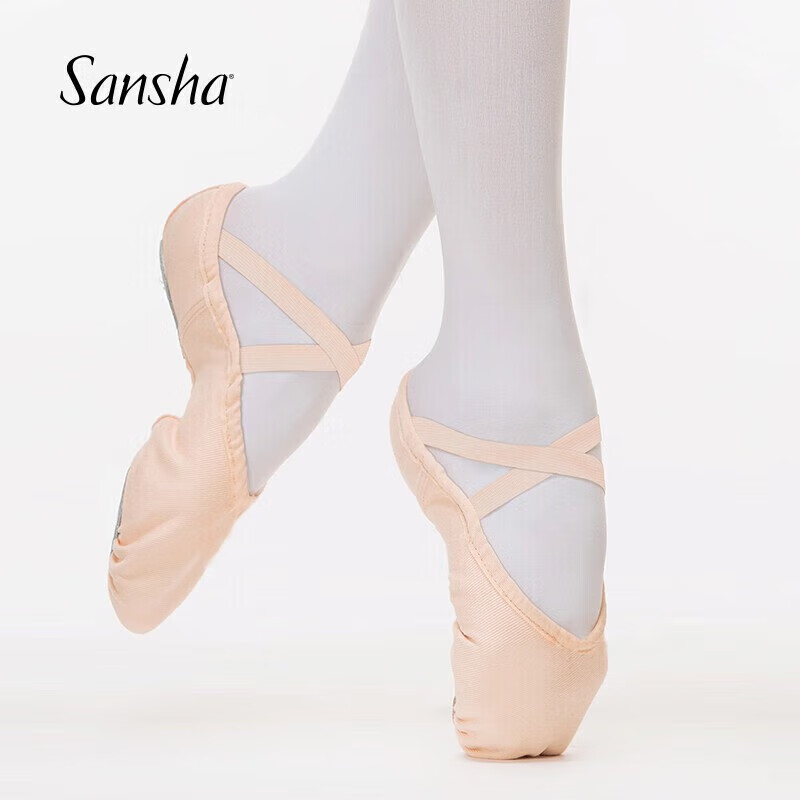 Sansha Ballet Flats for Women, Adult Elastic Fabric Dance Practice Shoes, Gymnastics Shoes, Cat Paw Shoes M007 Pink Size 37