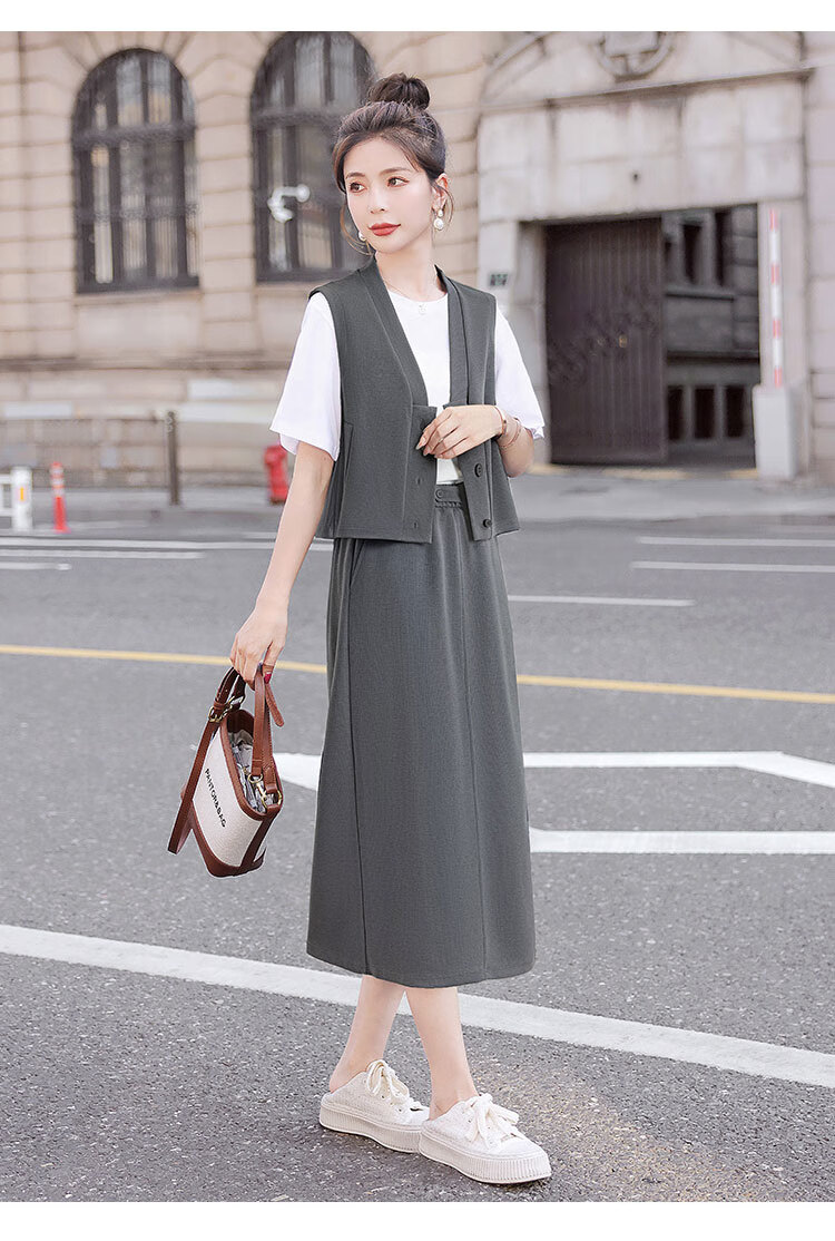 Cypress Age-Reducing Set 2026 Spring Summer New Vest with Elastic Waist Skirt Two-Piece Set 9