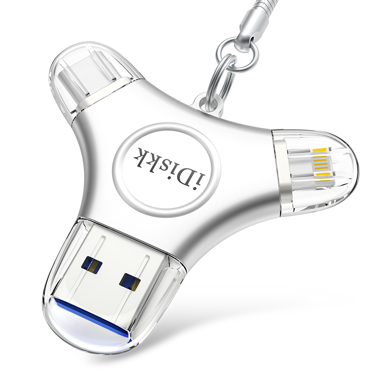 IDiskk 256GB MFi Certified 3-In Phone USB Drive Type-C Direct Connection Storage Large Capacity Suitable for Huawei Android Apple 15 IPhone 16 Photo Backup Flash Drive