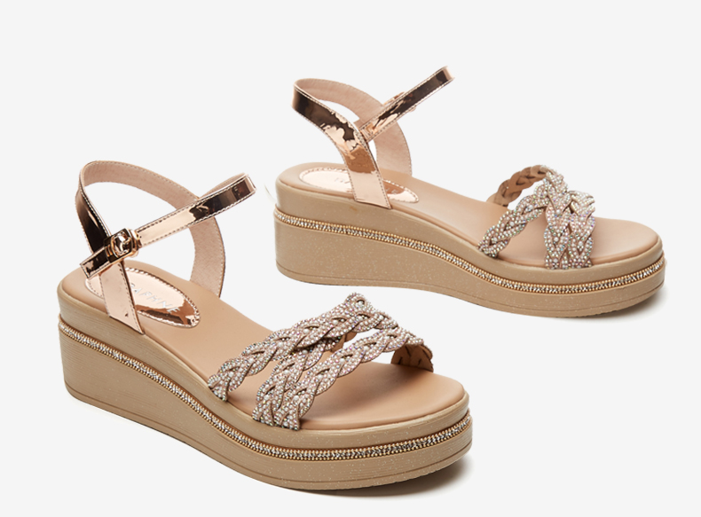 DAPHNE Thick-Soled Wedge Sandals for Women, Fashionable And Elegant Soft-Soled Shoes, Versatile High Heels to Match Dresses, Model 4622303004, Silver, Size 40 31