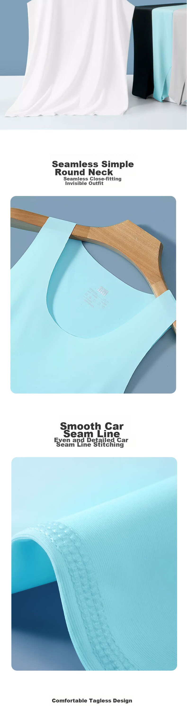 Hengyuanxiang Men's Tank Top, Seamless Undershirt, Ice Silk Fabric, Large Size, Loose Fit, Sleeveless, Inner Wear, Sweat-Absorbing Shirt for Autumn Season, Sky Blue 11