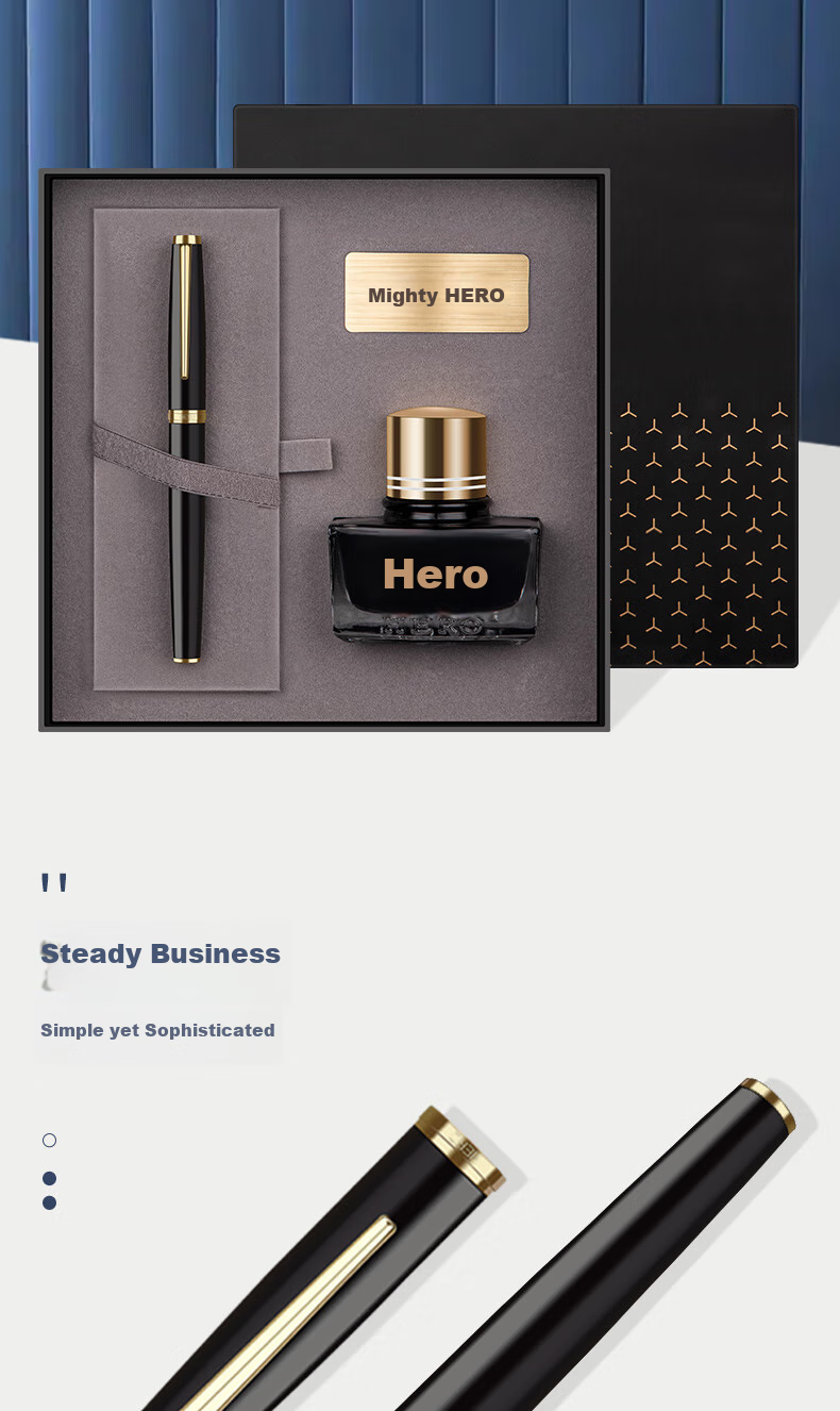 HERO Fountain Pen Gift Box, Honor Business Gift, Daily Writing for Men And Women, Office Signature Pen, Ink Set, White 2