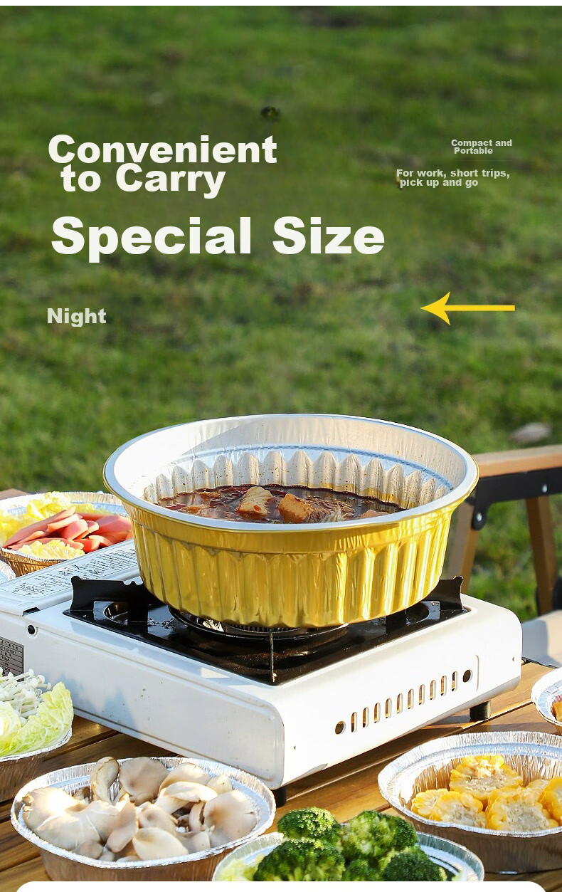 Tangzongkuai Disposable Aluminum Foil Containers, 1130ml*10 Pieces, with Lids, Outdoor Tin Foil Pots, Thickened Hot Pot Takeout Boxes, Picnic Containers 9