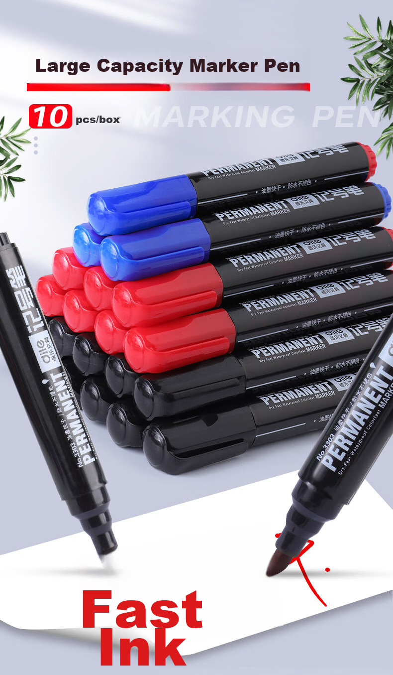 DiLe Premium Series Marker Pens, Thick Tip Oil-Based Chalky Markers, Office Stationery Supplies, 10 Pens/box, 3303 Red 1