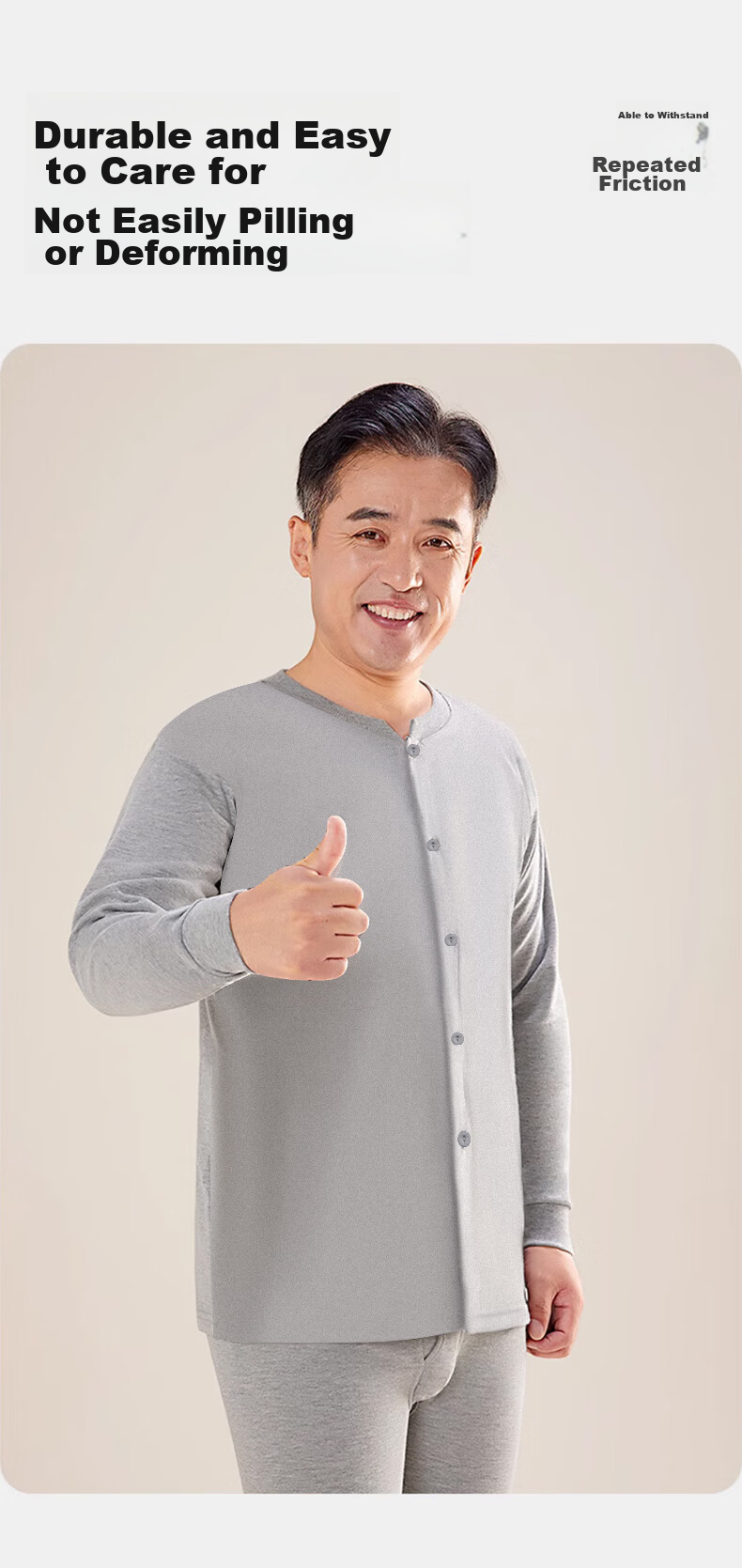 XUEXIMAN Middle-Aged And Elderly Autumn Underwear Set for Men, Pure Cotton Cardigan Style, Fashionable Printed Cotton Sweater, Warm Underwear, XL Size 11