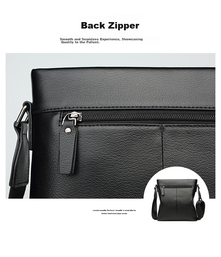 CROCODILE Top-Grain Leather Shoulder Bag, Men's Crossbody Bag, Business Casual Men's Bag, Birthday Gift, 2052 Black, for Boyfriend 13