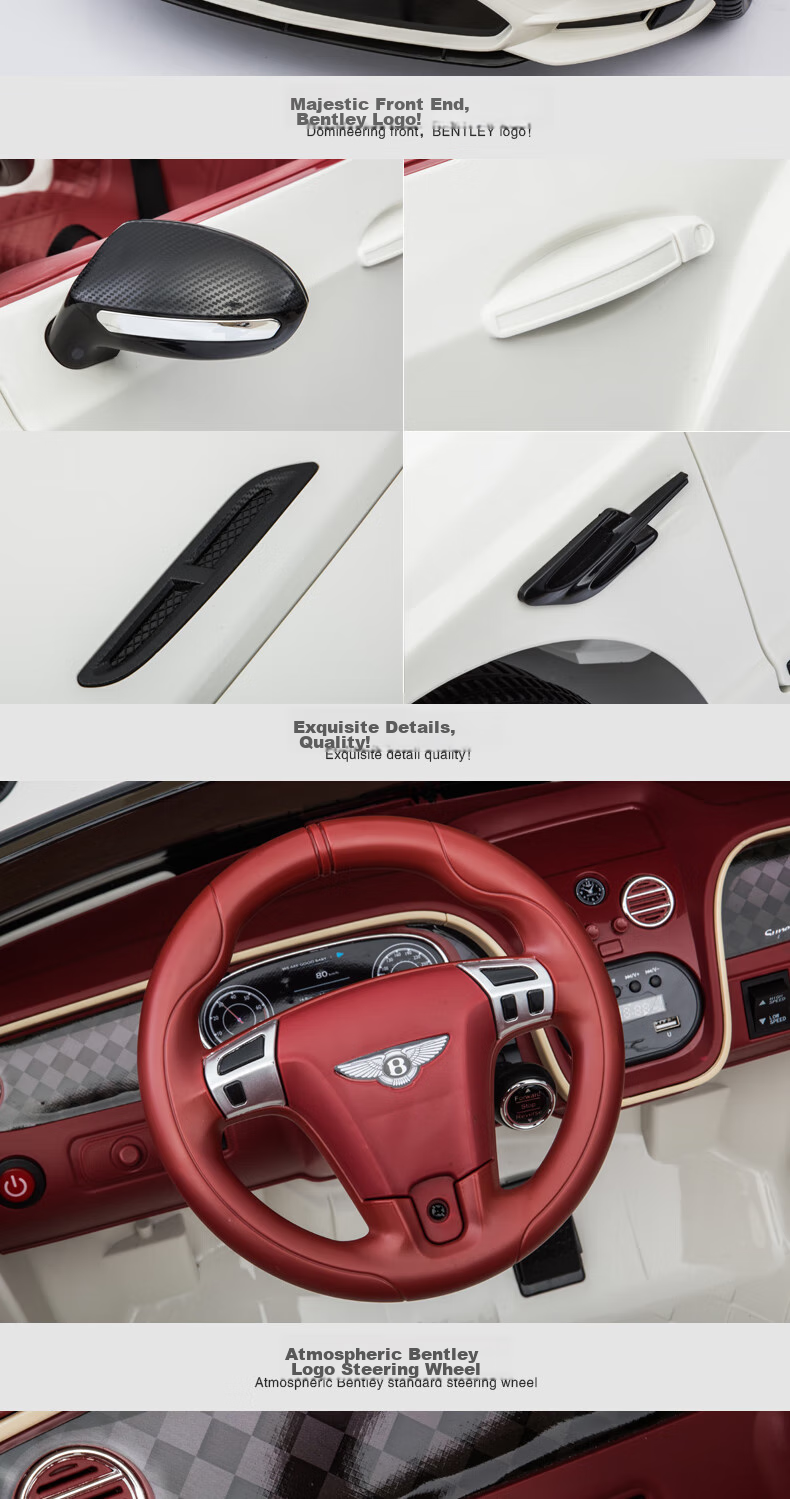 BeRica Children's Electric Car, Four-Wheel Vehicle, Two-Seater Bentley, Remote Control Toy Car for Kids, Rideable Toy Car, Baby Gift 19