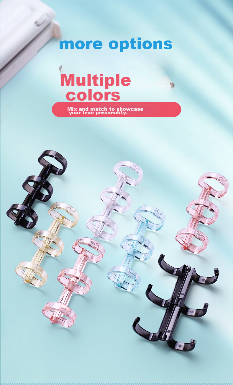 KW-Trio [Super Popular] 5-Hole Binding Rings, Colorful And Freely Combinable Loose-Leaf Rings, Vintage Color Series, Five-Hole Segmented Plastic Loose-Leaf Binding Rings, Random Colors, Pack of 10 5