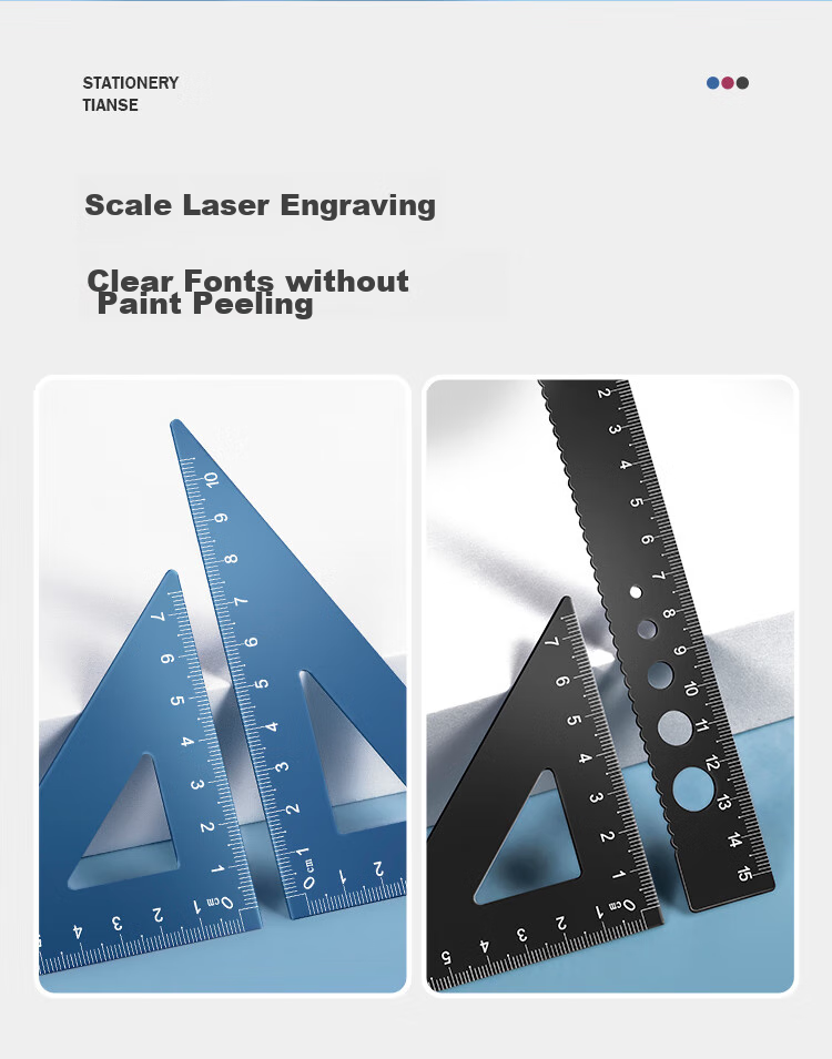 TIANSE Middle School Student Ruler Set, 20cm Straight Ruler with 360° Protractor, Integrated Triangle Ruler And Triangle Board, Drawing 4-Piece Stationery Set, TS-5718 No Formula Function Ruler Set 3