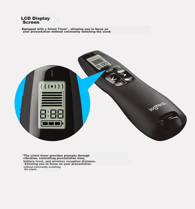 Logitech R800 Enterprise Wireless Presenter, PPT Page Turner, Business Office Presentation Remote, Laser Pointer 5
