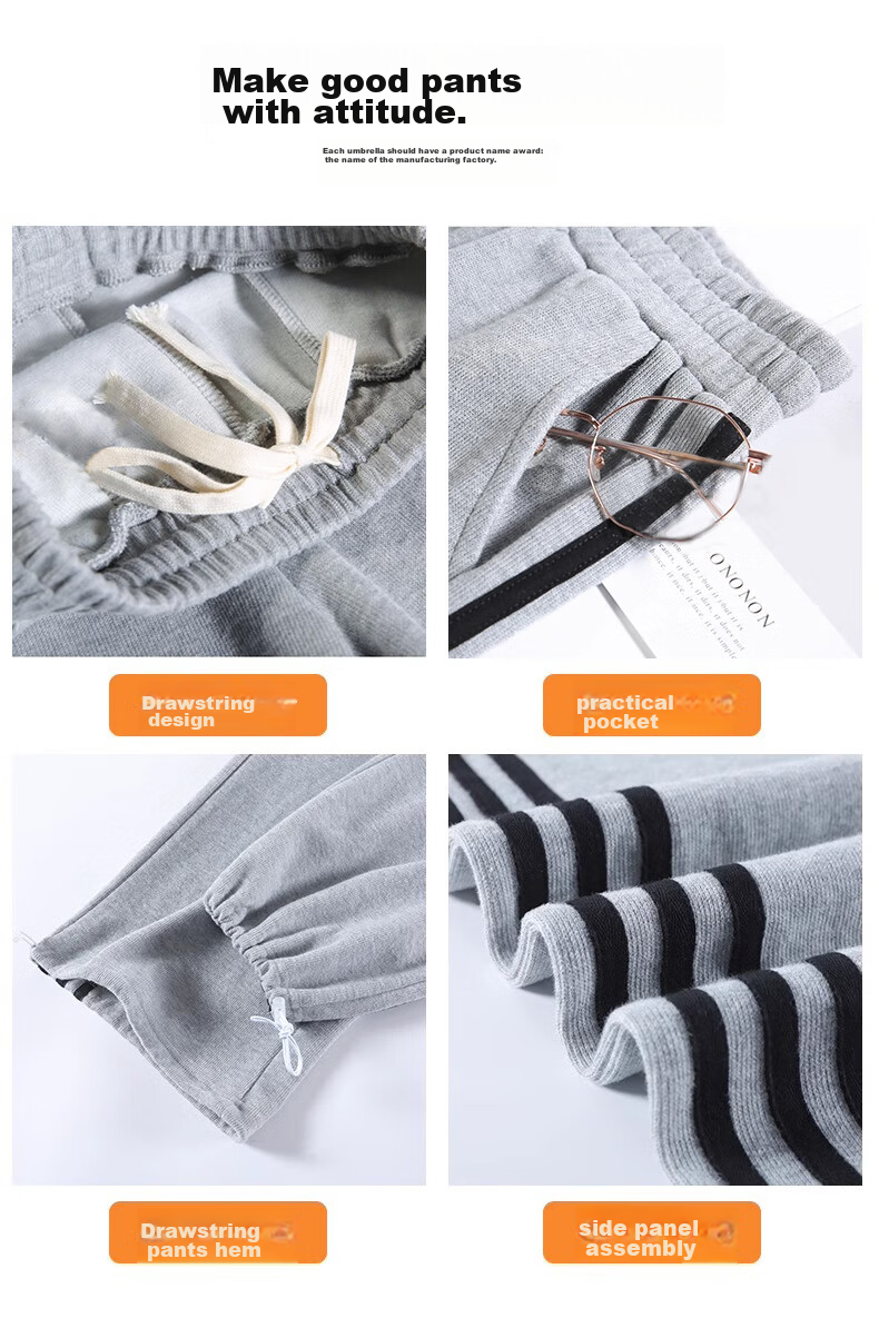 LangSha Women's Leggings with Two-Way Wear, Straight-Leg Three-Stripe Cotton Pants, Autumn Outer Wear, Sports Pants with Elastic Cuffs, Loose High-Waist Drawstring Sweatpants 17