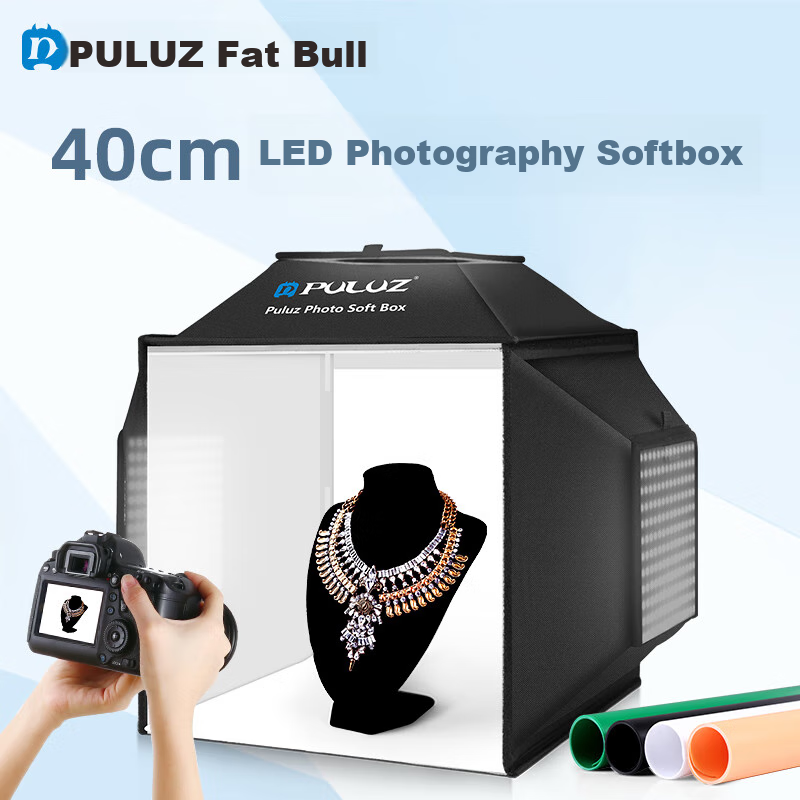Pangniu 40cm Foldable LED Photography Studio Kit, Portable Softbox PU5042US, Professional Still Life Photography Softbox, Small Photography Studio