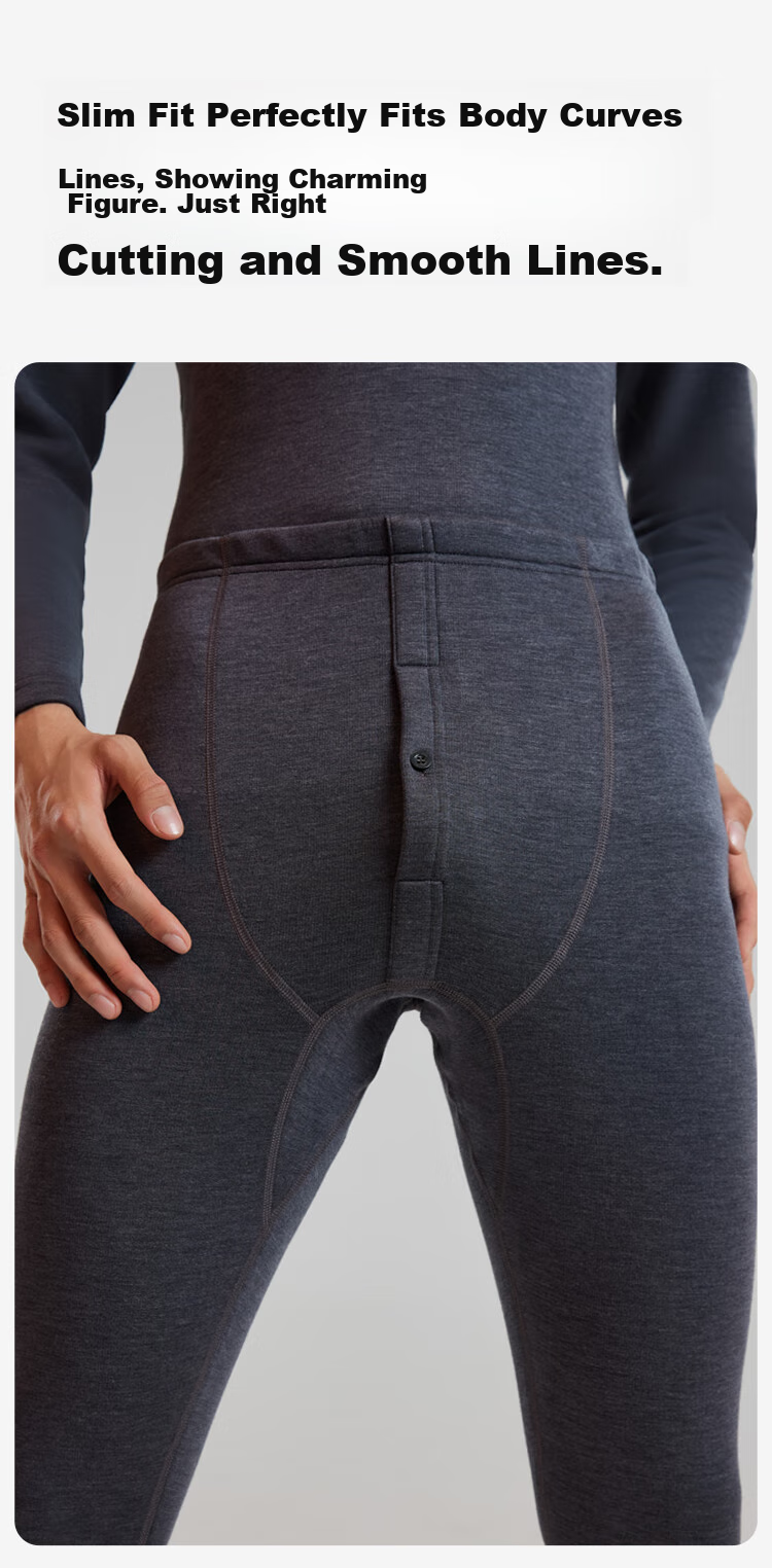 YOUKESHU Men's Thermal Underwear Autumn Winter Fleece Thickened Stretch Composite Silver Fox Velvet Thermal Pants Base Layer Long Johns 12