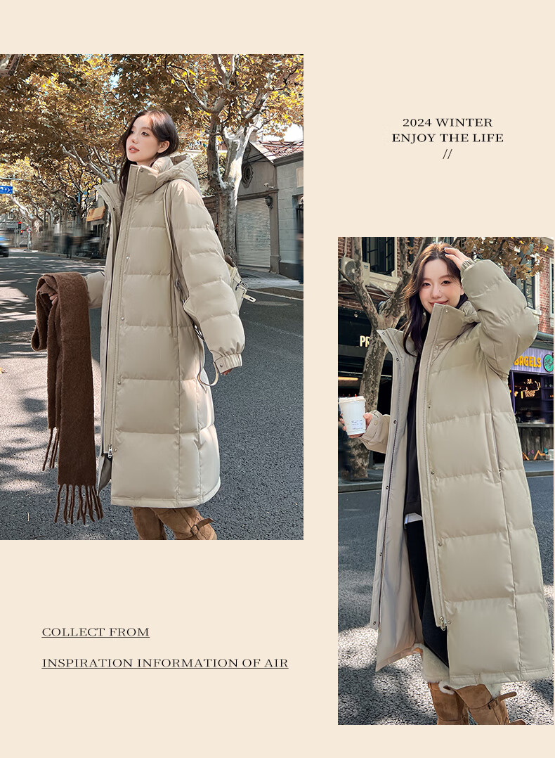 Yalu Solid Color Long down Coat for Women, Winter 2026 New Style, Loose-Fitting Over-Knee Thickened Warm Couple's Mid-Length Coat for Outdoor Activities 4