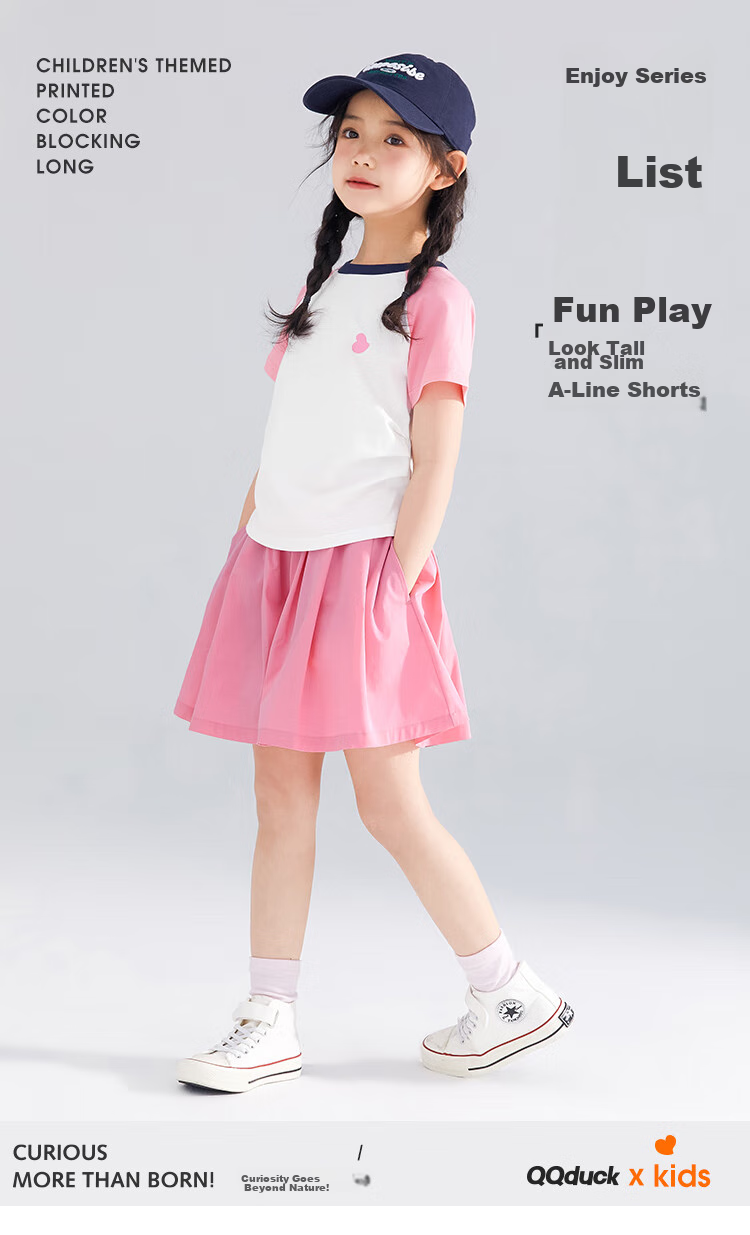 QQ DUCK Children's Clothing, Girls' Summer Shorts, Wide-Fit Youth Wear, Versatile, White Color; Size 140 1