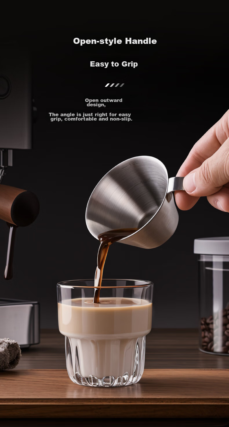 CLITON 304 Stainless Steel Coffee Extraction Cup with Scale, Small Milk Jug, Ounce Cup, Italian Espresso Measuring Cup, 100ml 5