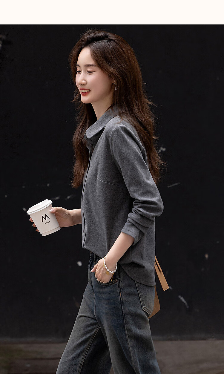 Dme [Luiri Xiaoxiang] Spring And Autumn French Yton Collar Moisturizing Warm Shirt Long Sleeve Elegant Blouse Women's Top 13
