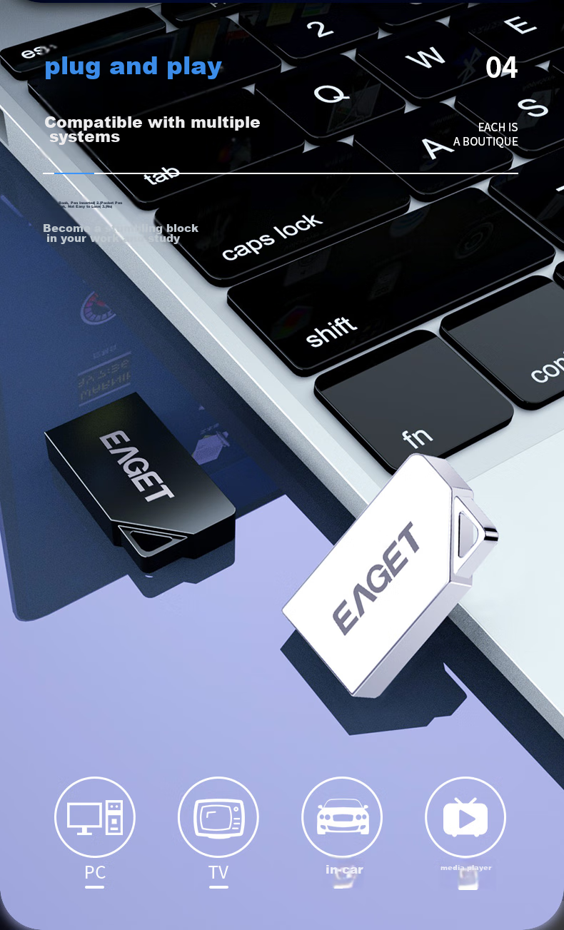 EAGET 32GB USB2.0 Flash Drive U8M Metal High-Speed Mini Waterproof Portable Creative Car Office Study USB Drive for Bidding, Tenders And Competitions 6