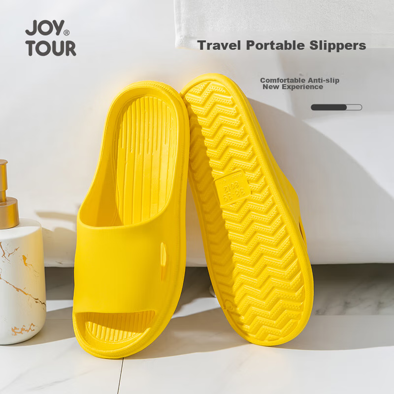 JOYTOUR Тапочки для дома и улицы, одноразовые для гостей, нескользящие сандалии с мягкой подошвой, тапочки для душа, желтые, размер 30-35