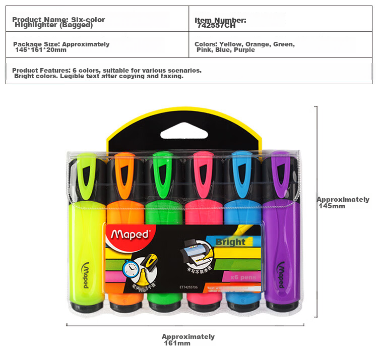 Maped Fluorescent Pen Set of 4 Colors, Highlighter Markers for Emphasis And Note-Taking, Thick-Tip Pens for Children, Students, Journaling, Drawing, Office Use, Study Stationery 740916CH 9