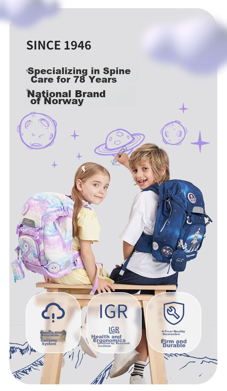 Beckmann Norwegian Primary School Student Spine-Protecting Large-Capacity Stylish Backpack for Grades 1-3 Boys And Girls, First And Third Grade Children's Backpack 2