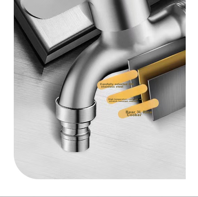 PURPAVWINNER 304 Stainless Steel Washing Machine Faucet with Anti-Drop Design, 1/2 Inch Cartridge Connector, Household 1/2 Inch Inlet, Universal Threaded Connector for Tap Water, with Built-In Washing Machine Spout 5