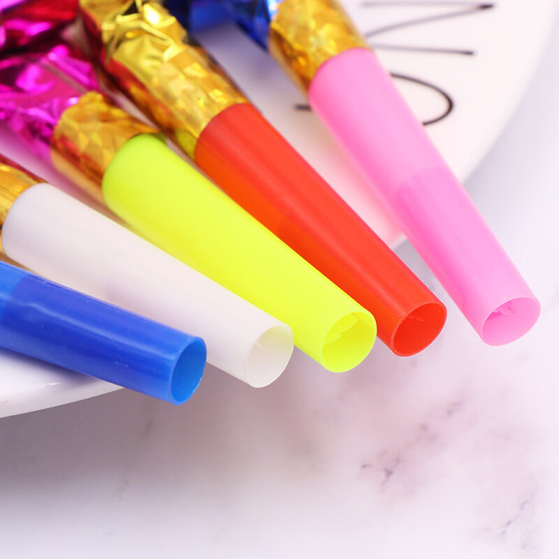 COODORA Blow-Up Toy Set of 40: Dragon Whistle, Trumpet, Air Blower, Retractable Paper Roll Whistle, New Year Gift 7
