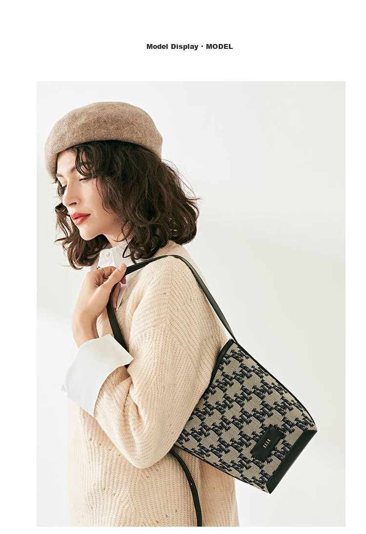 ELLE New Women's Handbag, Monogram Bucket Bag, Tote Bag, Commuter Shoulder Bag, Underarm Bag, Birthday Gift, 23025 6
