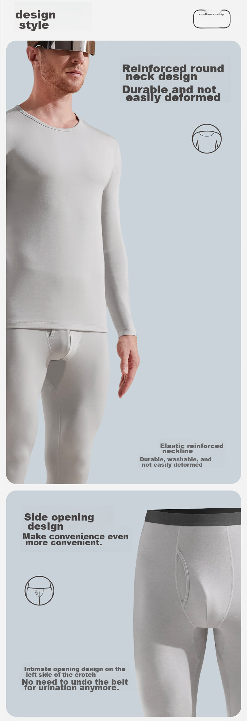 Yuejili Thermal Underwear Set for Men, Warm High-Elasticity Acrylic Undershirt And Long Johns, Antibacterial Comfortable Autumn Wear, Breathable Mid-Autumn Festival Gift 8