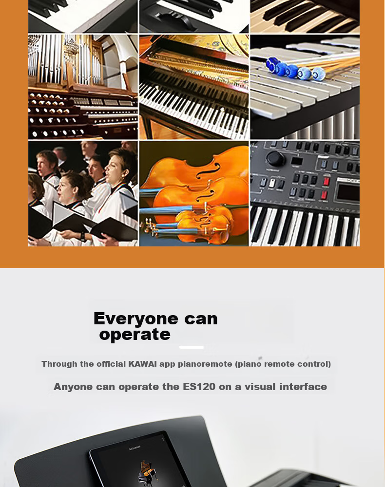 Kawai Digital Piano ES120, Black, 88 Weighted Keys, for Adults And Children, Performance Digital Piano + Gift Package 15