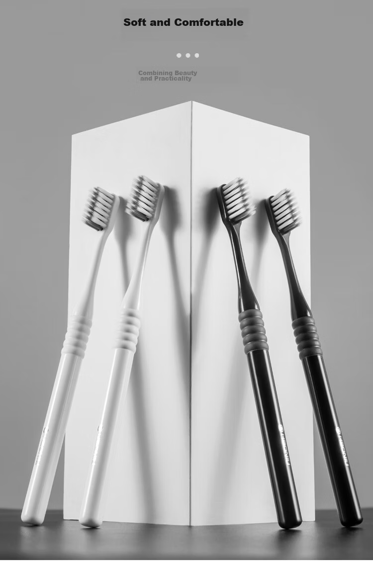 HAONIU Black And White Soft Bristle Toothbrush, Adult Toothbrush, Pack of 4 1