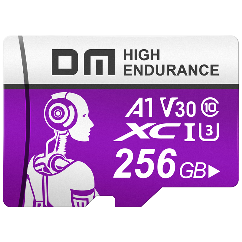 DM Daimei 256GB TF (MicroSD) Memory Card, Purple Card, C10 Surveillance Camera Dedicated High-Speed Memory Card, Compatible with Huawei, Xiaomi, Yingshi, Pulin360