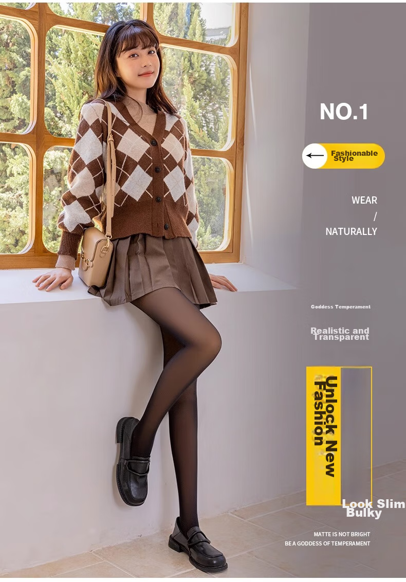 LangSha Women's Leggings for Autumn And Winter, Sheer Fleece-Lined for Warmth, Fake Sheer Effect, Bare Leg Look, Single-Layer Integrated Pantyhose for Outdoor Wear 7
