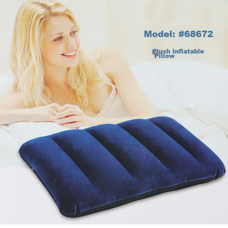 INTEX Inflatable Pillow, Flocked Travel Pillow, Outdoor Pillow, I-Shaped Striped Nap Pillow, 68672 2