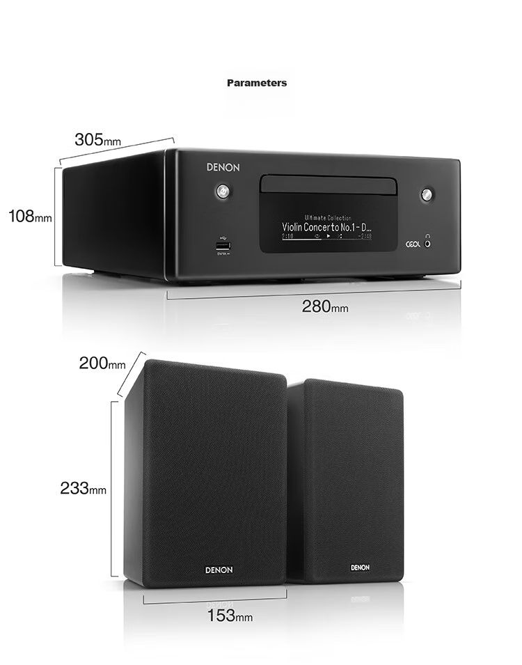 DENON SC-N10 Speakers, High-Fidelity Hi-Fi Audiophile-Grade Bookshelf Speakers, Black (Pair) 12