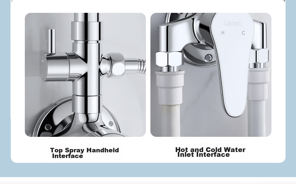 Larsd Surface-Mounted Shower Head Set, Clear Tube Shower Head, Gunmetal Gray Shower Head Complete Set with Shower Faucet LD5066H 15