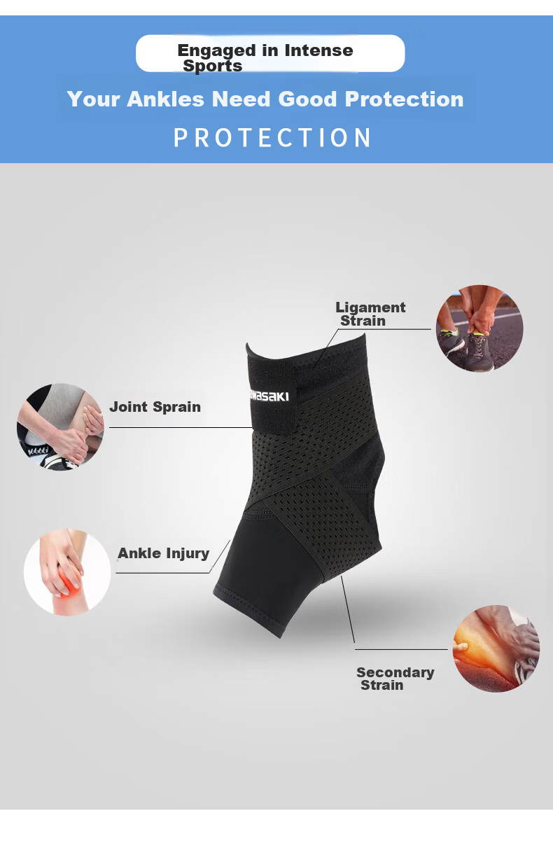 KAWASAKI Sports Ankle Brace, Sprain Protection, Running Fitness, Lightweight, Compression, Quick-Drying Foot Wrap, Ankle Support, A3610, Black, Size M 3