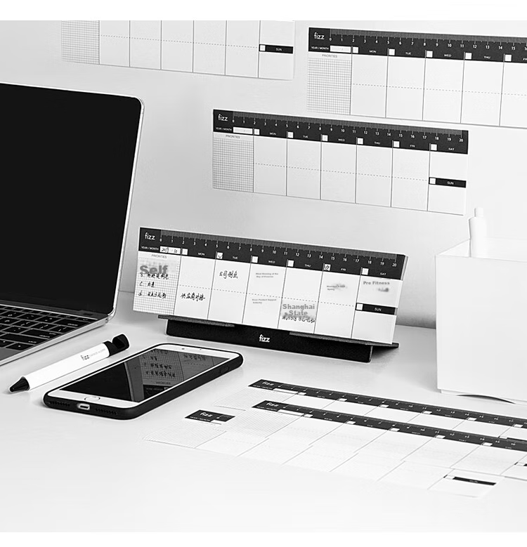 Fizz Self-Filling Calendar, Planner Notebook, Mini Desk Organizer, Task List, Office Desk Planner, Small Notebook, Memo Holder, Phone Stand FZ335014 15