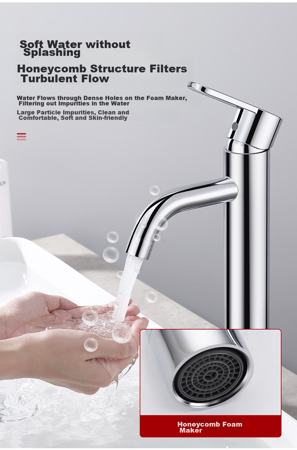 CVBAB Raised Basin Faucet, Countertop Basin Hot And Cold Water Tap, Bathroom Washbasin And Sink Faucet CV2021 7