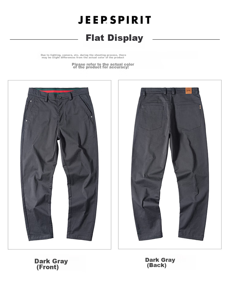 JEEP SPIRIT Men's Casual Pants, Spring Loose Straight-Leg Trousers, Men's Business Long Pants, Dark Gray, Size 28 12
