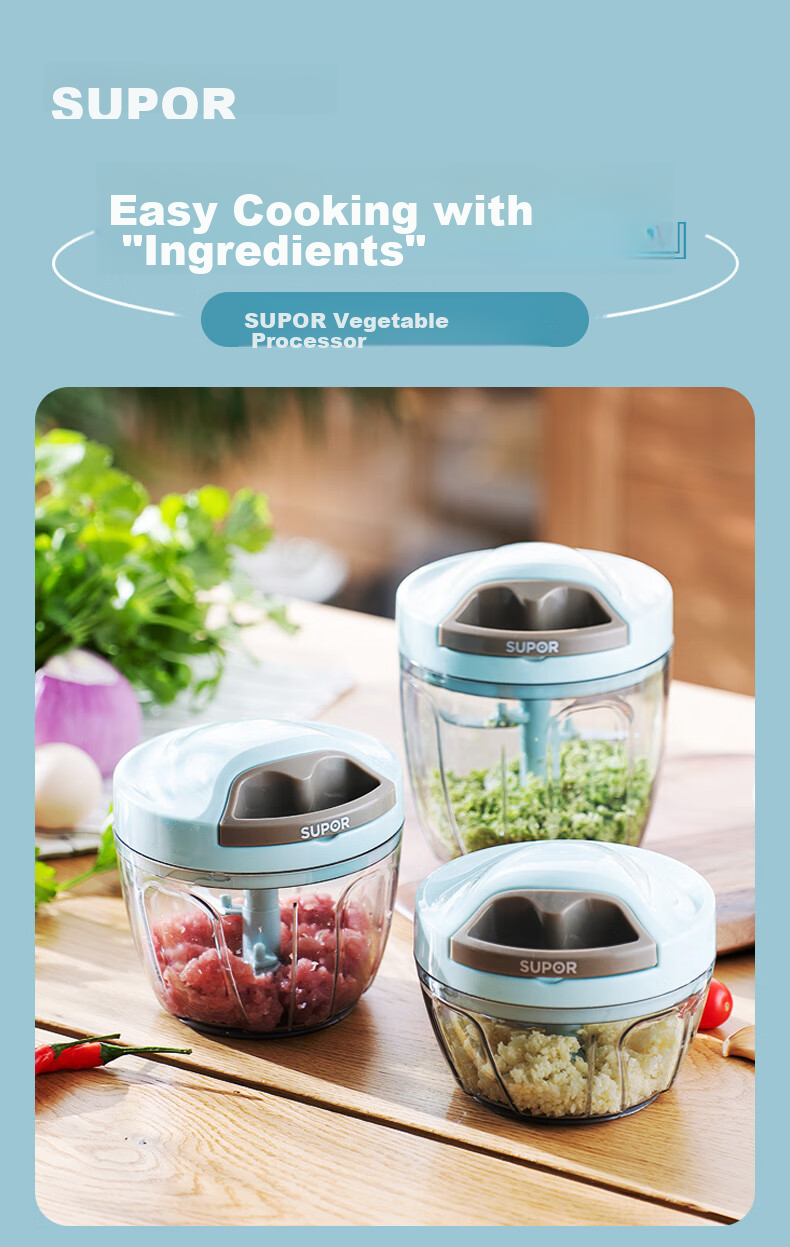 SUPOR Manual Garlic Press Food Processor Chopper for Mashing Garlic And Vegetables Kitchen Appliance 400ml KG40AB10 1