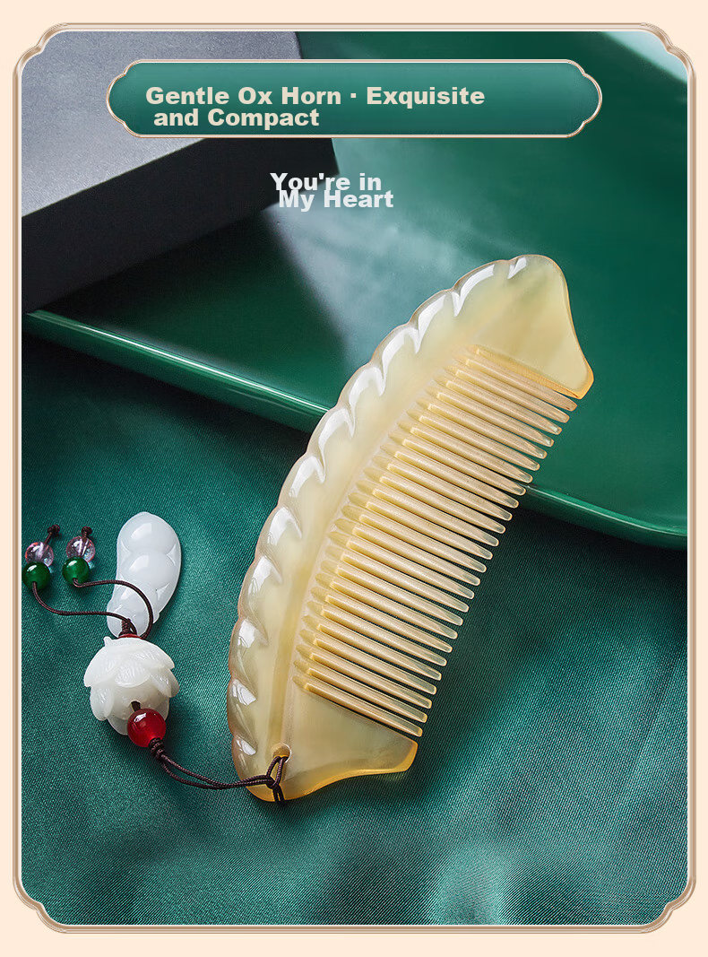 Danpo Premium Niche Ox Horn Comb, Birthday Gift for Women, Girlfriend, Wife, Mother, Father, Elders, Mid-Autumn Festival Gift, Practical High-End Companion Gift, Commemorative Present 6